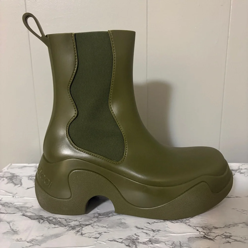 XOCOI Ankle Boots Olive Green Chelsea Boot Sustainable Rubber IT 38 US 8 Italy